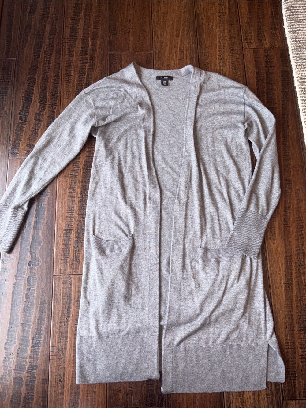 Halogen Light Gray Open-Front Longline Cardigan